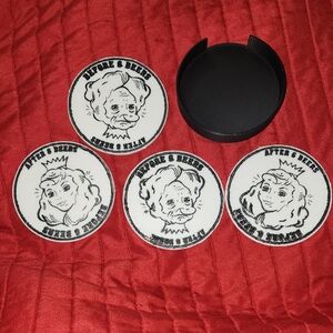Funny Cartoon Coaster Set with Holder